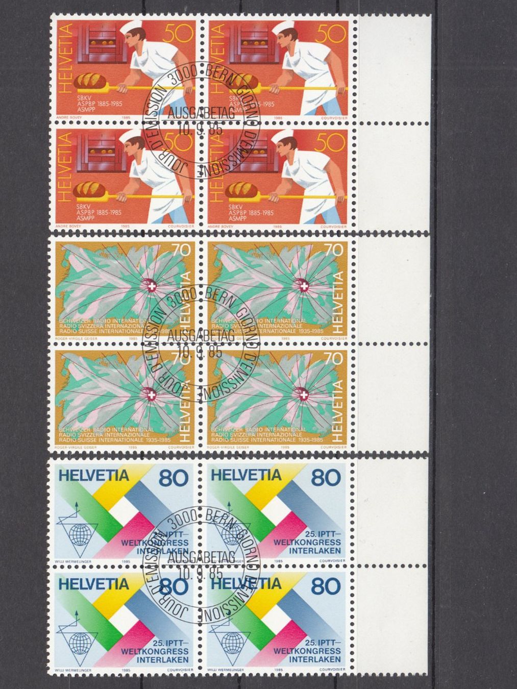 Alle Briefmarken: SBK 717 - 719 im 4er-Block mit ET – Gebraucht aus Bürglen TG von StampGraf
