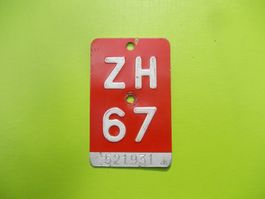 Velonummer / Fahrradnummer ZH 67