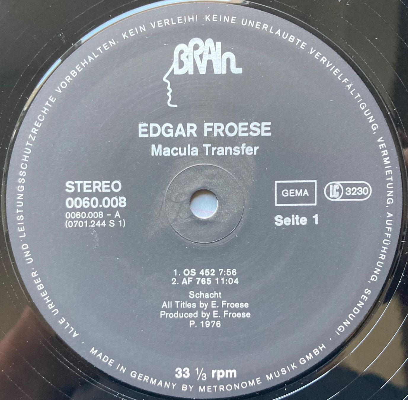 Dischi in vinile: EDGAR FROESE - MACULA TRANSFER – Usato da Poliez-Pittet venduto da Newtown-Records 2