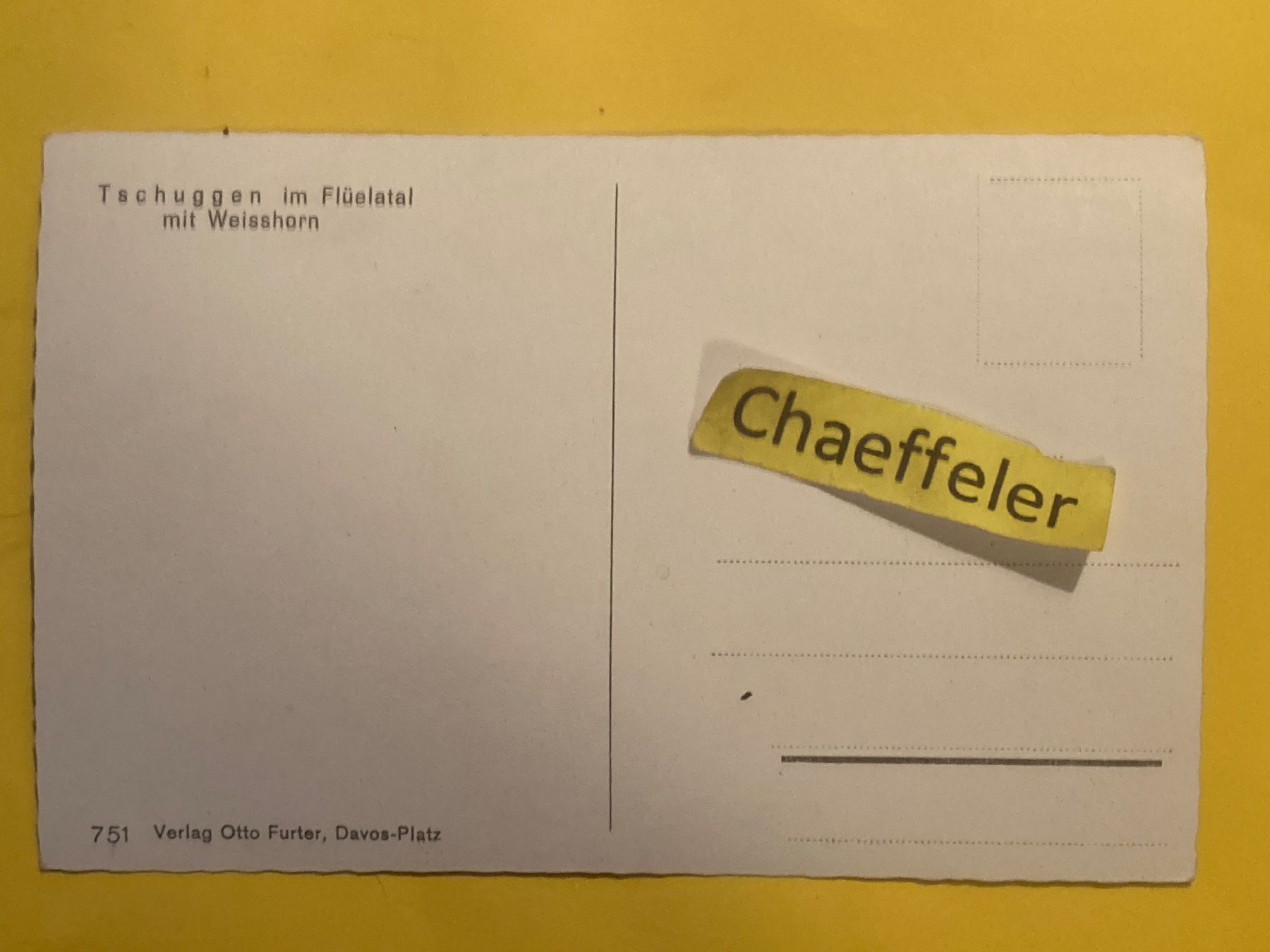 Cartoline postali: Tschuggen im Flüelatal mit Weisshorn – Usato da Zürich venduto da Chaeffeler 1