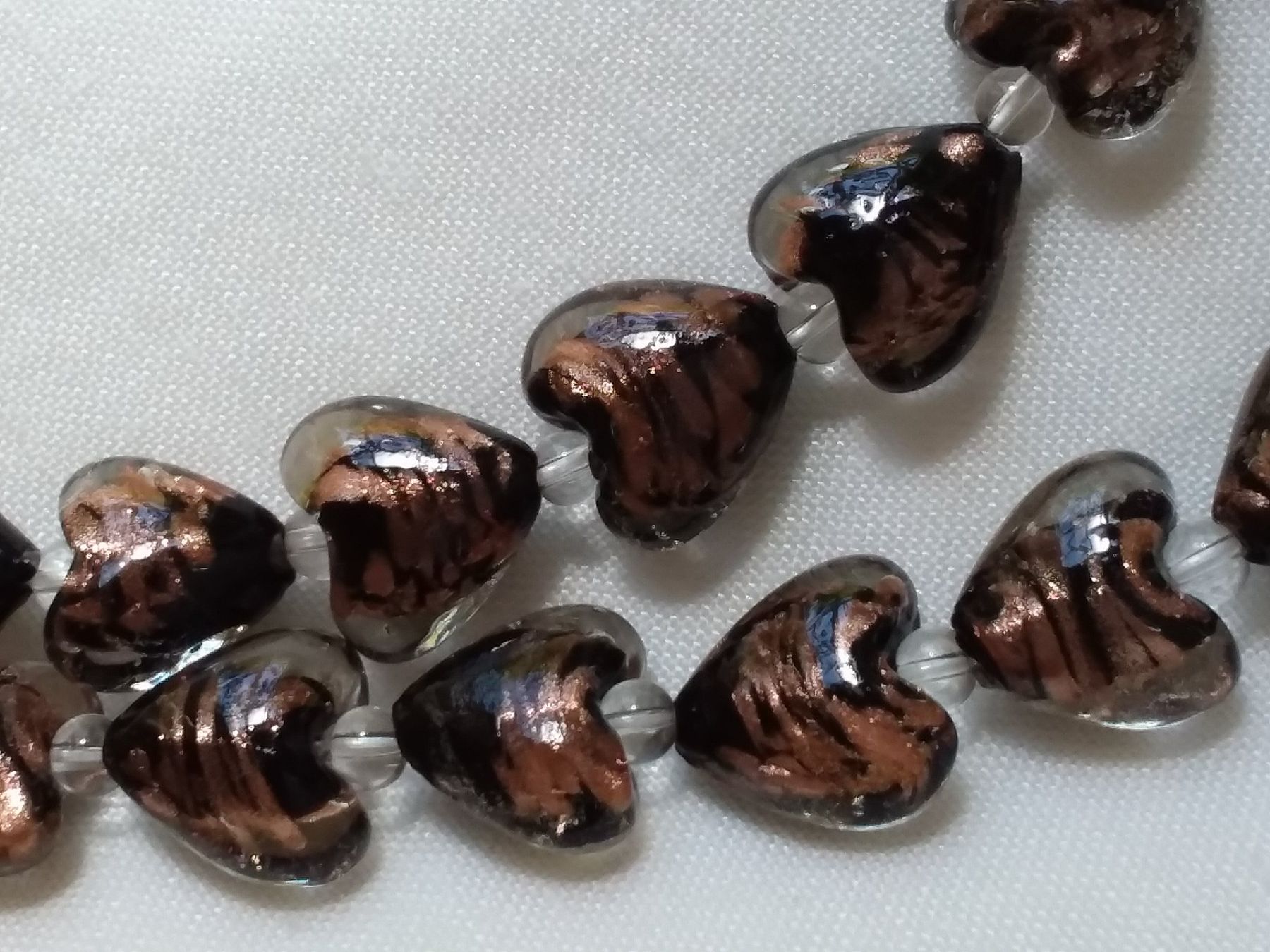 Murano Catenine: Murano Gold/schwarze Herz Halskette Collier – Usato da Zürich venduto da gutsan