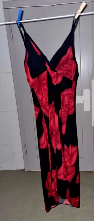 Kleid rot Schwarz Rosen