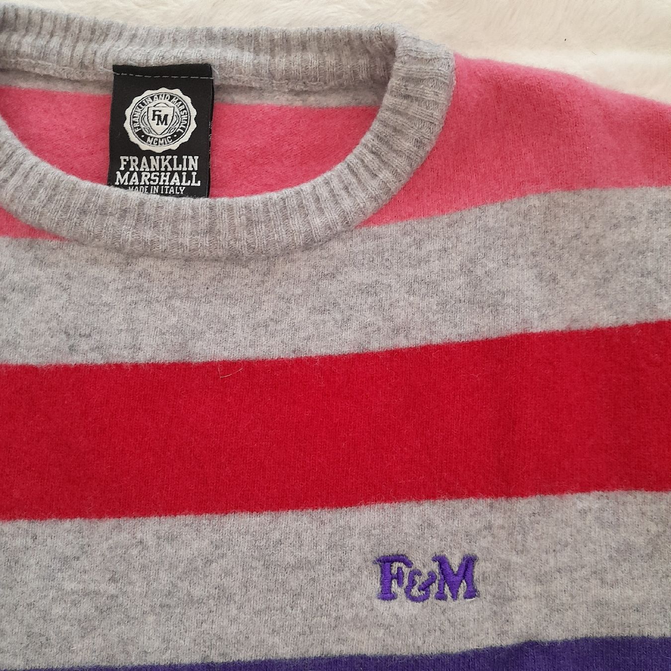 Pulls & Sweat-shirts: Pull Franklin Marshall, laine vierge, rayures multicolores. – D'occasion à Renens VD par ser_j2fn 2