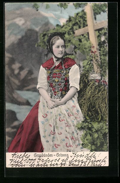 Cartes postales: Graubünden, Junge Frau in Schweizer Tra – D'occasion à Berlin par bartko-reher