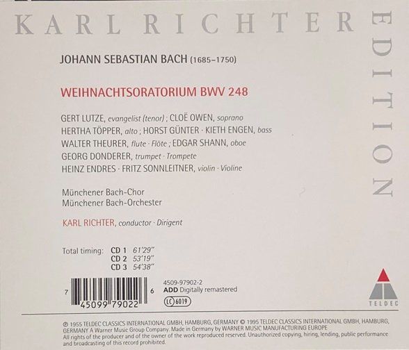CD: Bach - Weihnachtsoratorium (Karl Richter) – Usato da Grüningen venduto da azulblanco 1