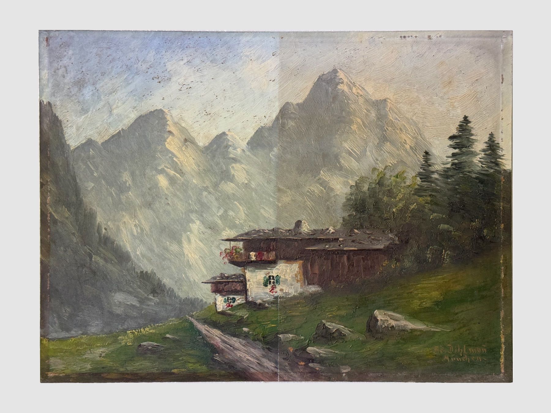 Dipinti: Bergpanorama mit Bauernhof – Usato da Domat/Ems venduto da ren_5859 1