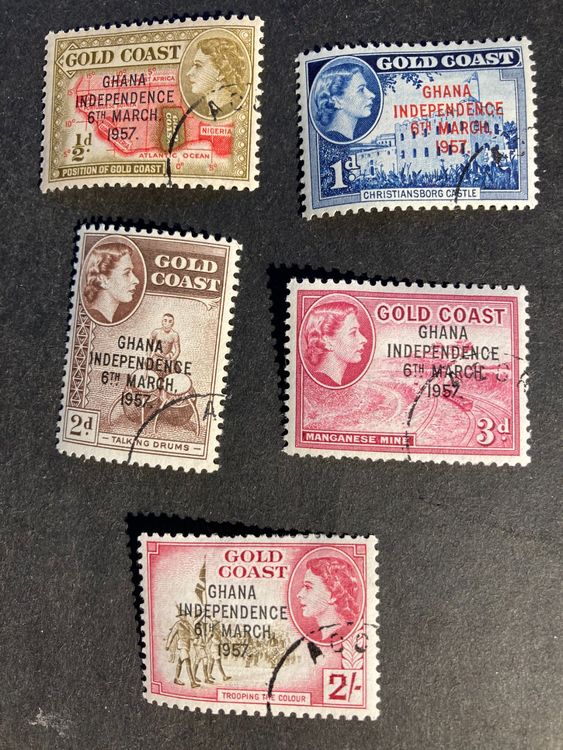 Ghana 1957 Lot Aufdruck Unabhängigkeit gestempelt 1