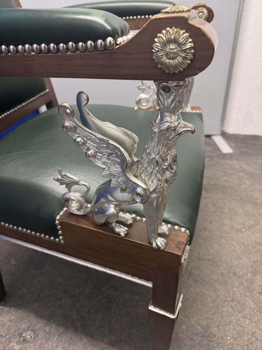 Poltrone: Empire-Stil Armlehnsessel mit Greifen (versilbert) – Usato da Bern venduto da samryan 2