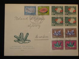 Pro Patria FDC 1959 Nr. 91 - 95, Versteinerungen
