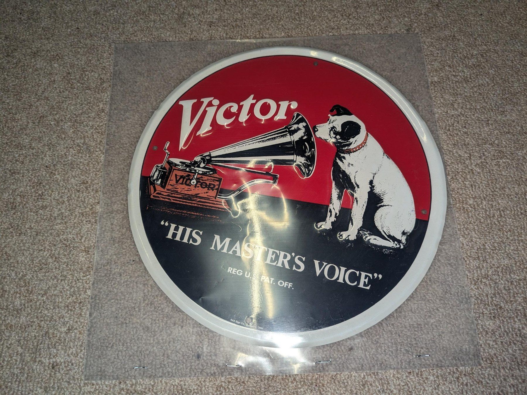 Insegne: Original Blechschild: His Masters Voice Logo – Usato da Niederrohrdorf venduto da _Mr.NiceGuy_