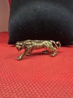 Tiger Figur Messing goldfarben Dekoration guter Zustand