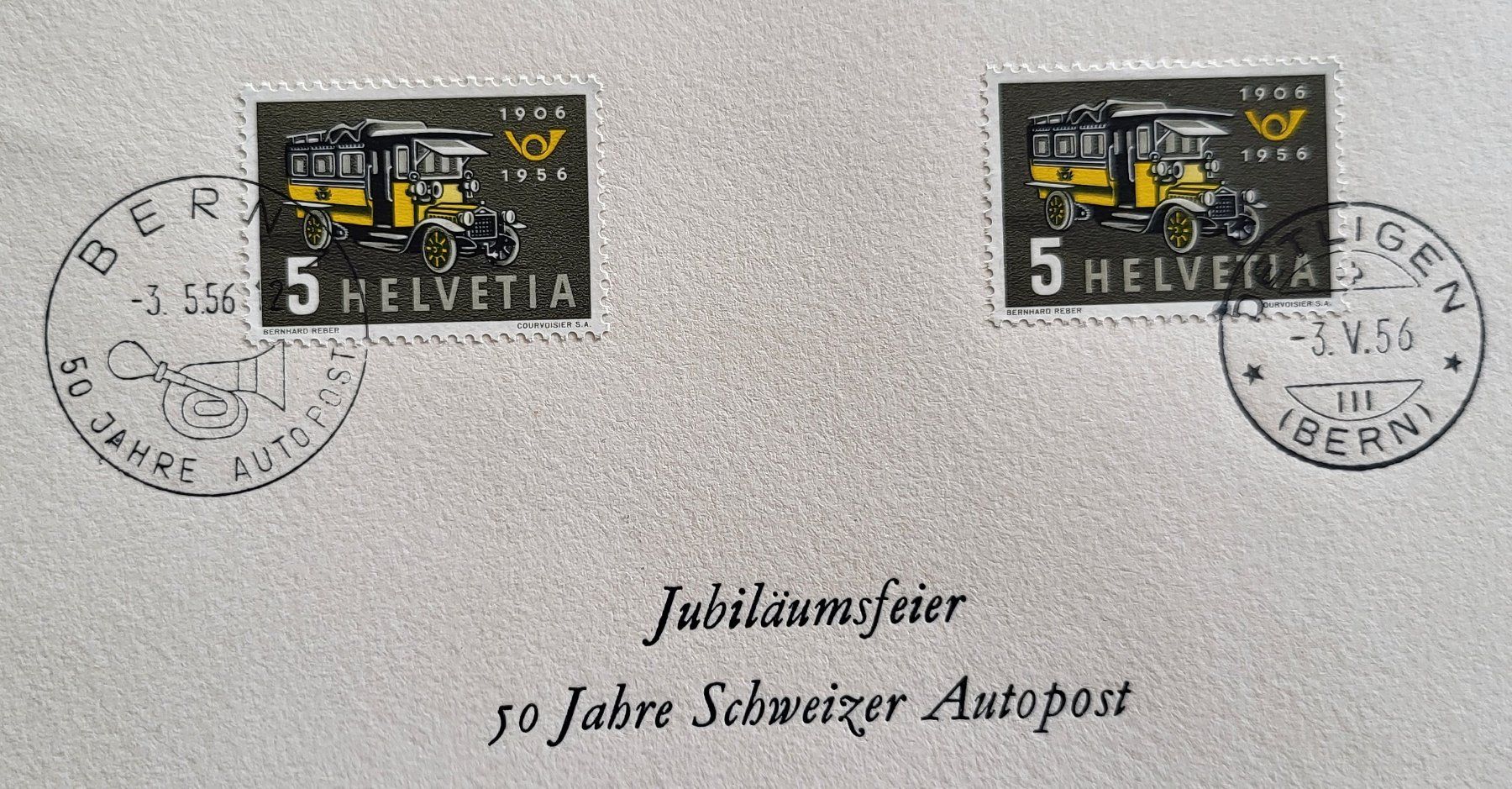 Alle Briefmarken: 50 Jahre Autopost - Folder 1956 – Gebraucht aus Gossau ZH von granby 2