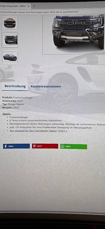 Tutti i ricambio: Frontschutzbügel Ford Raptor – Usato da Altstätten SG venduto da Garage_Bergerspeed 1