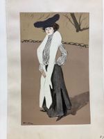 F.SANCHA LENGO DESSIN AQUARELLÉ “ÉLÉGANTE” 1900