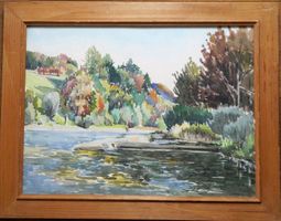 Herbst Aarelandschaft Elfenau Muri bei Bern sign BERG H 1922