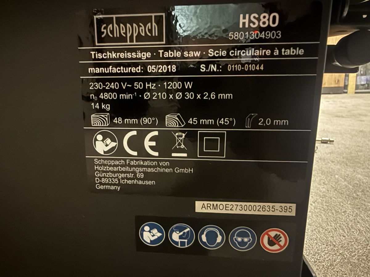 Scheppach Tutte le macchine: Schneppach HS80 Tischkreissäge – Usato da Steinmaur venduto da Bal-Rajmi1 6