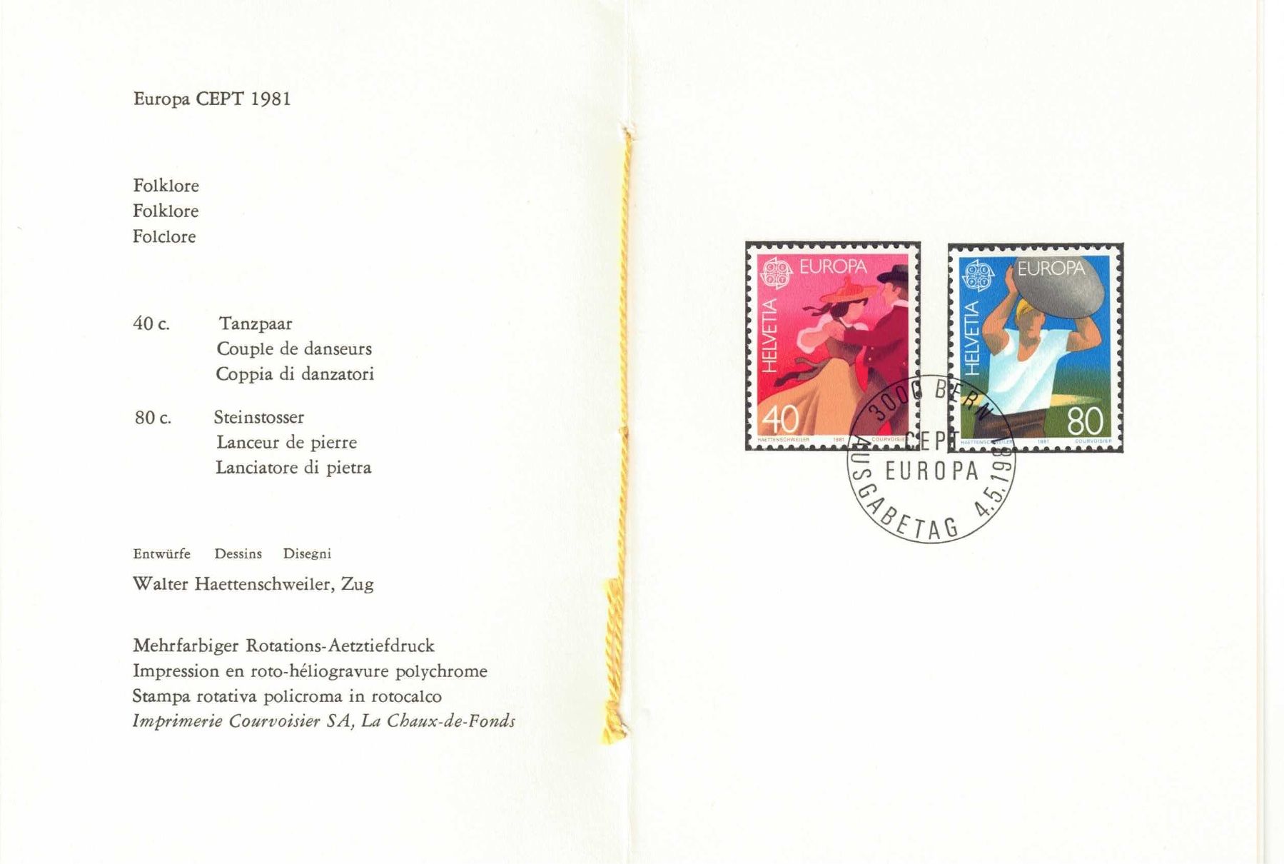 Alle Briefmarken: Vier Faltblätter PTT – Gebraucht aus Olten von Pjotr8 2