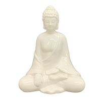 Buddha Figur Porzellan weiss, H 17 cm
