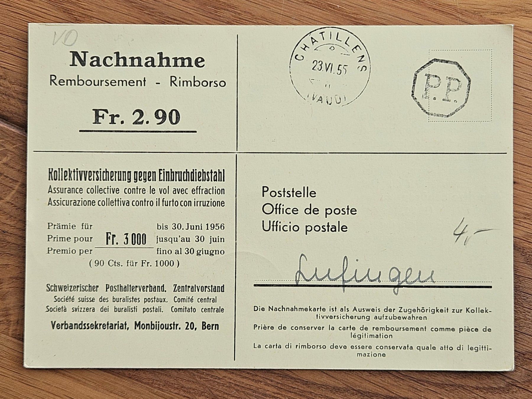 Tutti i francobolli: NN mit seltenem PP Stempel 8-eckig für 3.-- – Nuovo (secondo la descrizione) da Buttikon SZ venduto da Marcelr