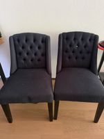 Set of 6 Dining Chairs upholstered dark blue