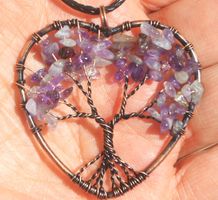 Halskette P-187 – Herz mit Lebensbaum – Amethyst