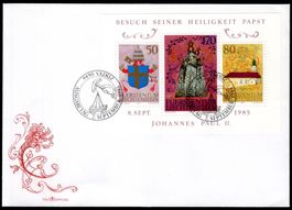 LIECHTENSTEIN 1985 BESUCH PAPST JOHANNES AUSGABETAG - H110