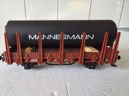 3 Stück DB Rungenwagen mit Mannesmann Röhre beladen
