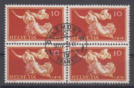 N° 144 bloc de 4 oblitéré luxe Delémont