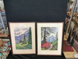 PAIRE DE TABLEAUX SIGNÉS ET DATÉ AU DOS 1943