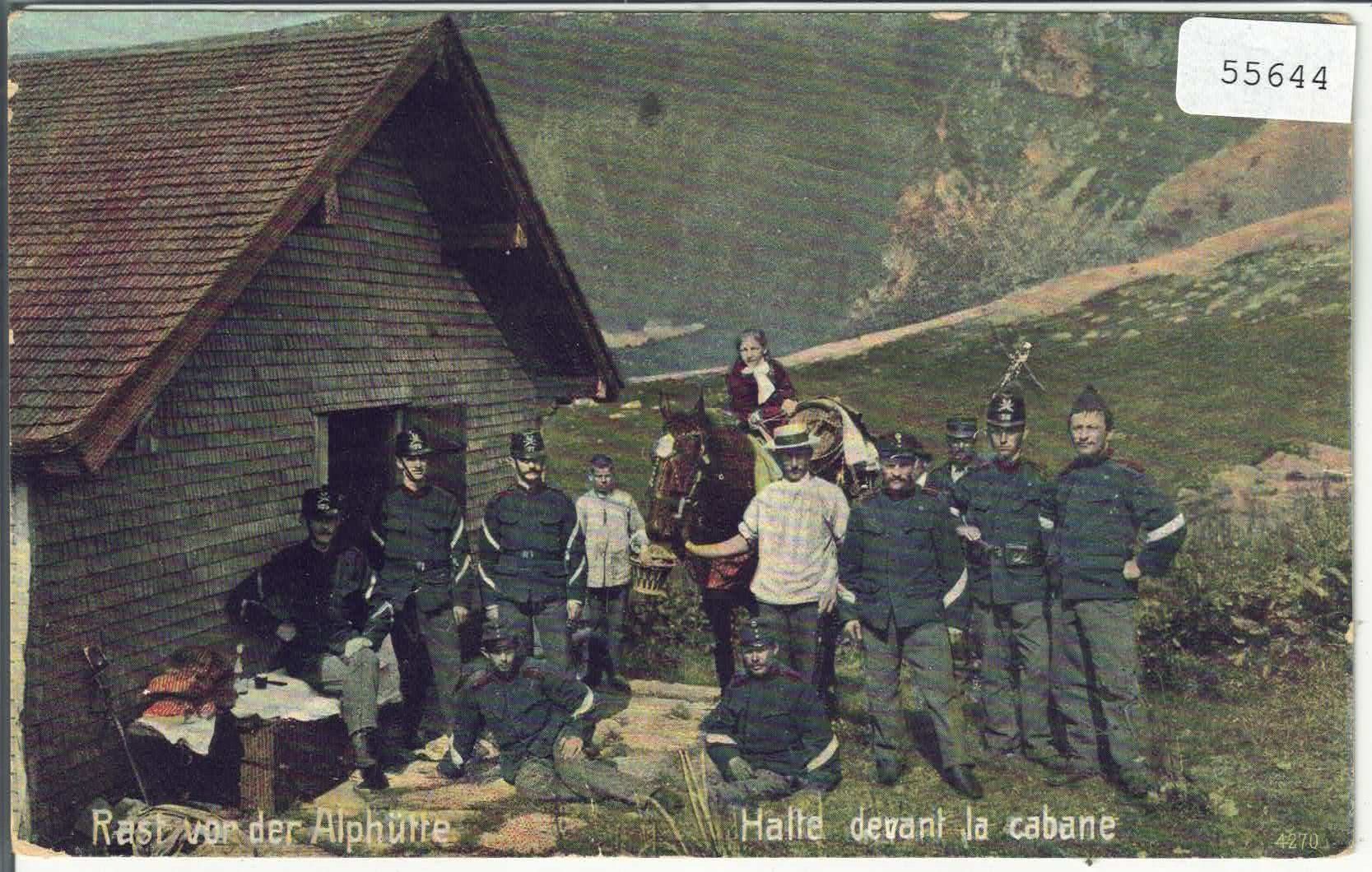 Cartoline postali: Armee Suisse - Rast vor der Alphütte - Halte devant la caban – Usato da Ettingen venduto da Kartenplanet