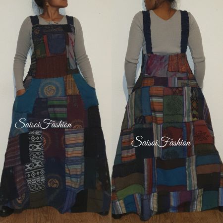 Herbst Hippie Boho Overall Jumpsuit-Rock XS-L