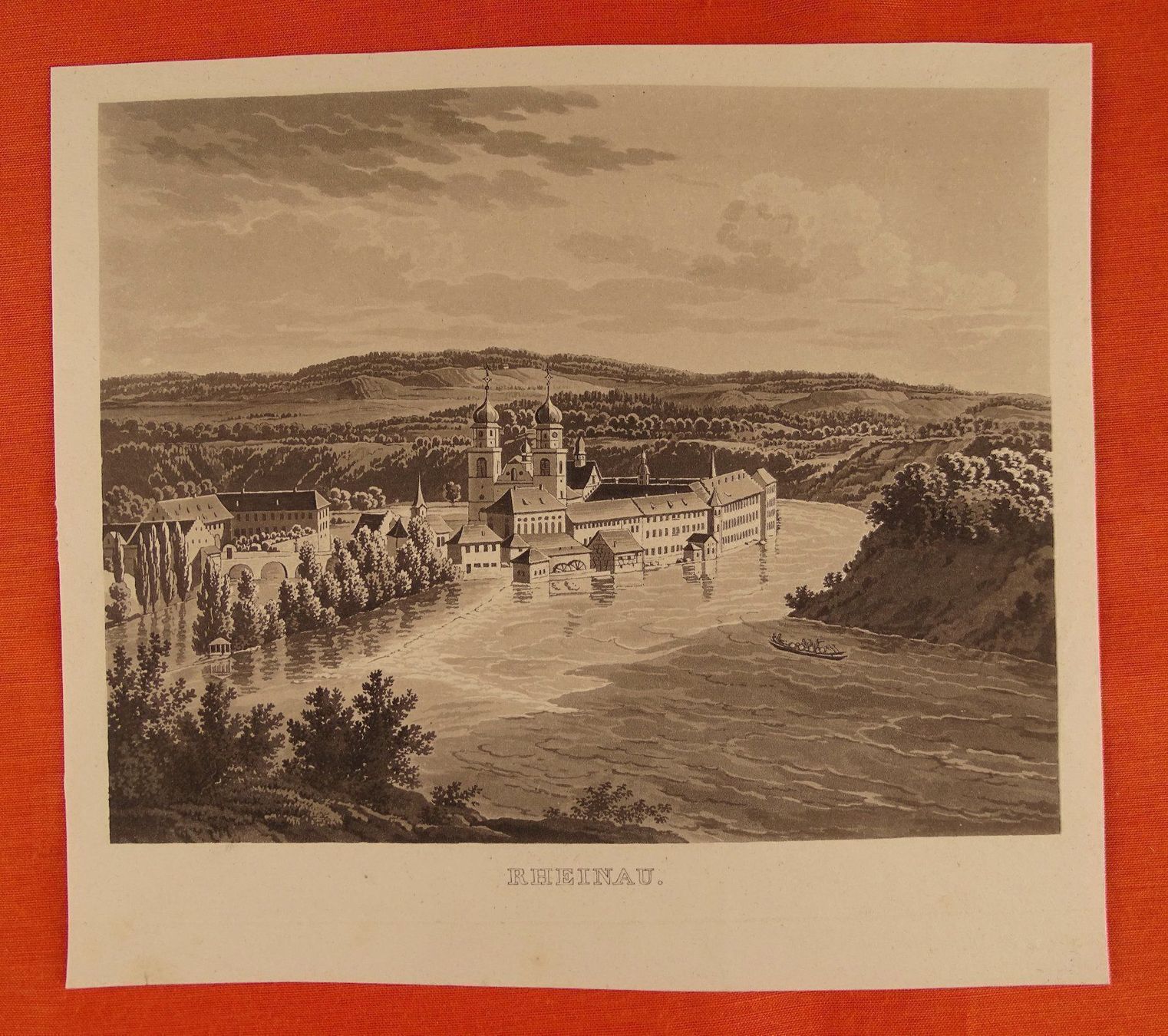 Incisioni: RHEINAU, AQUATINTA 1845 – Usato da Grüningen venduto da Kartensammler 1