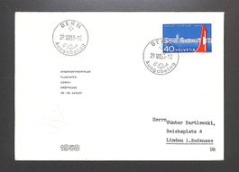 1953 FDC Einweihung des Flughafens Zürich Ersttag "DEUTSCH"
