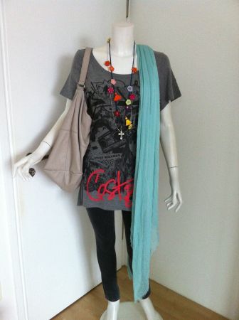 🤩MANGO T-SHIRT GRAU LANG & GRAFITTI-DRUCK & D&G P.