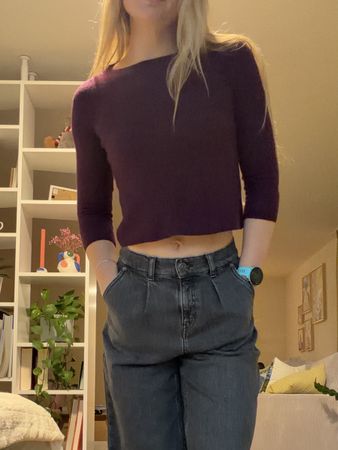 KURZER KASCHMIR VIOLETTER PULLOVER