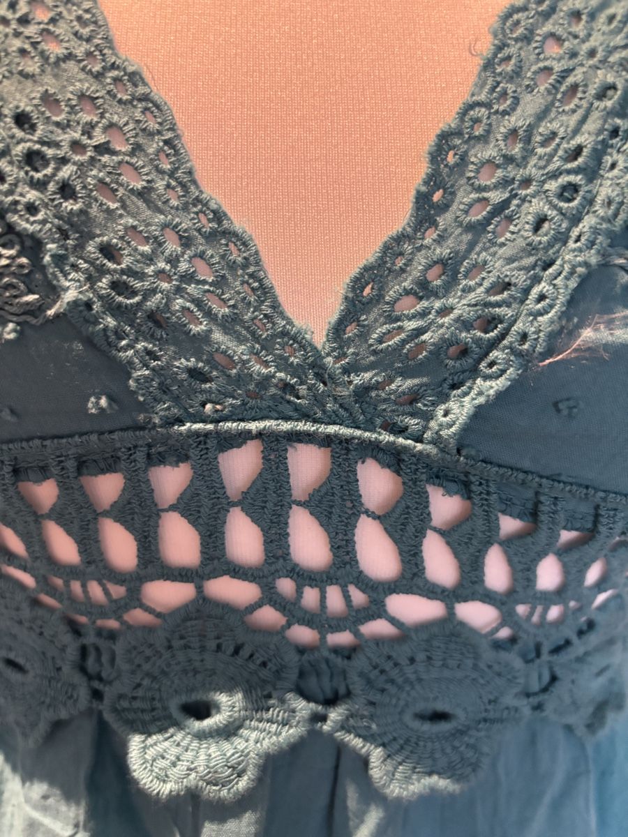 Robes: Kleid Petrol Grösse 36 Baumwolle mit Spitze – D'occasion à Salenstein par Silly...0 1