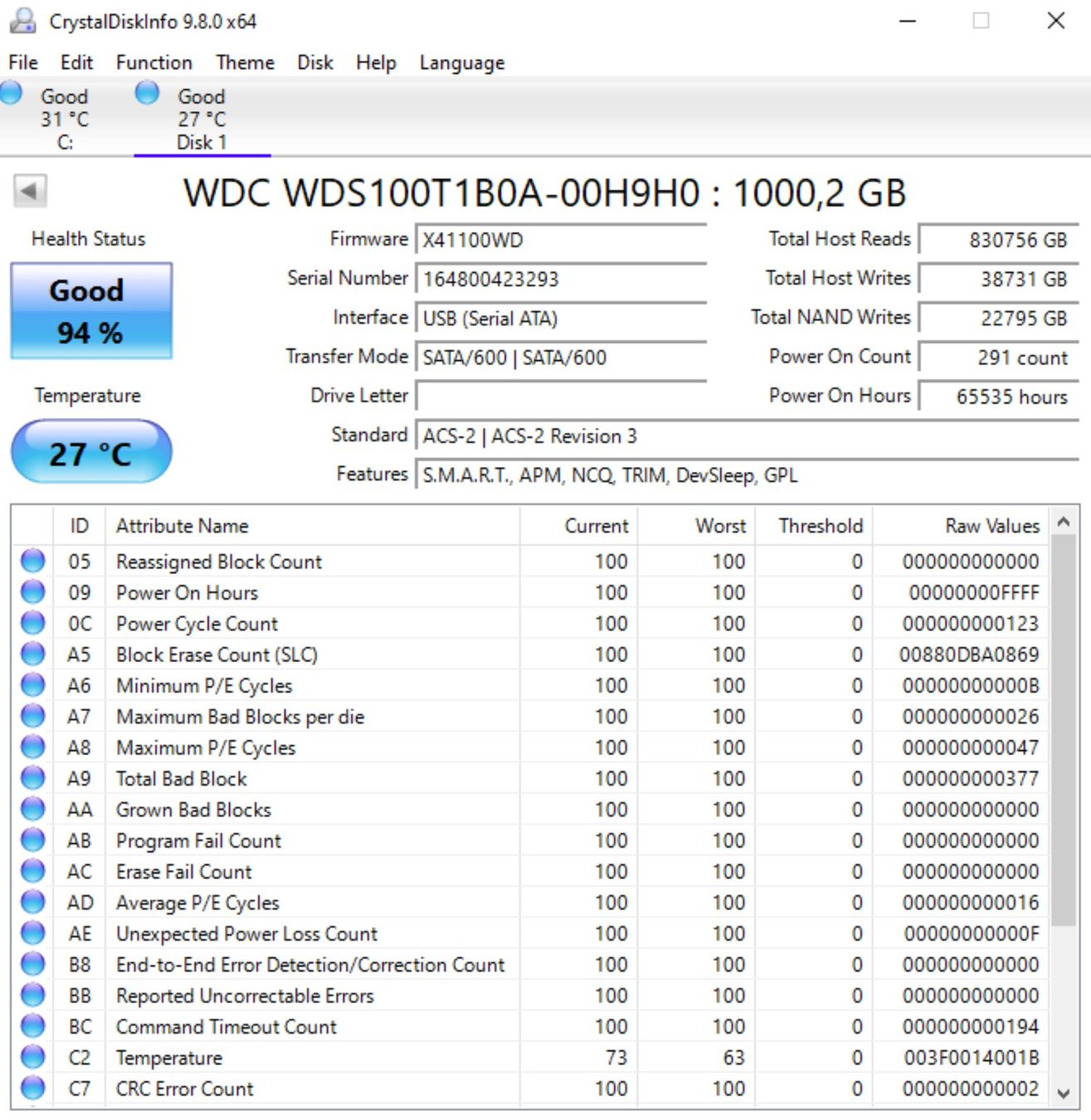 Western Digital Dischi rigidi: WD Blue 1tb ssd – Usato da Biberist venduto da Volo28 2