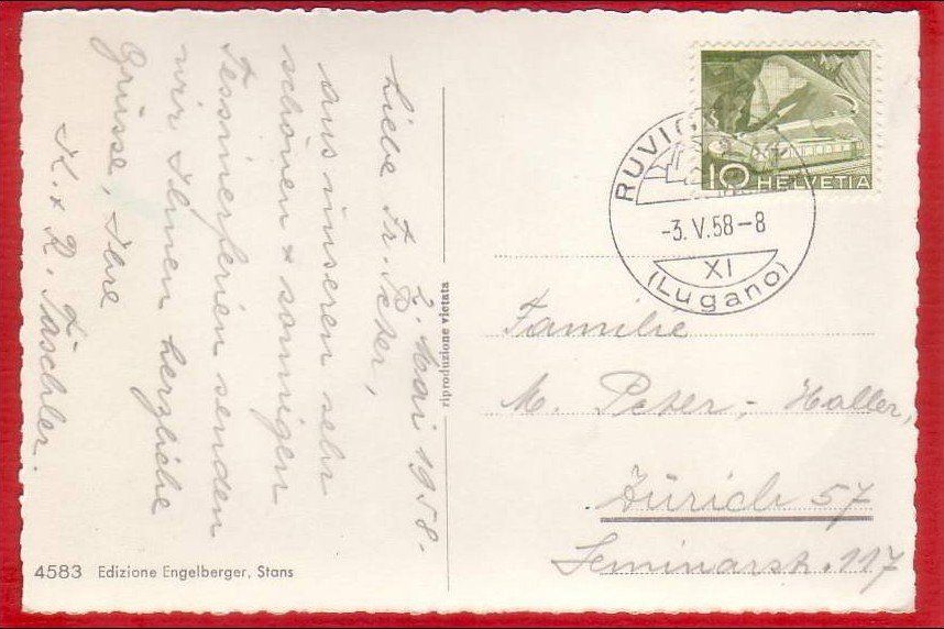 Cartoline postali: RUVIGLIANA 1958 – Usato da Grüningen venduto da Kartenlaube 1