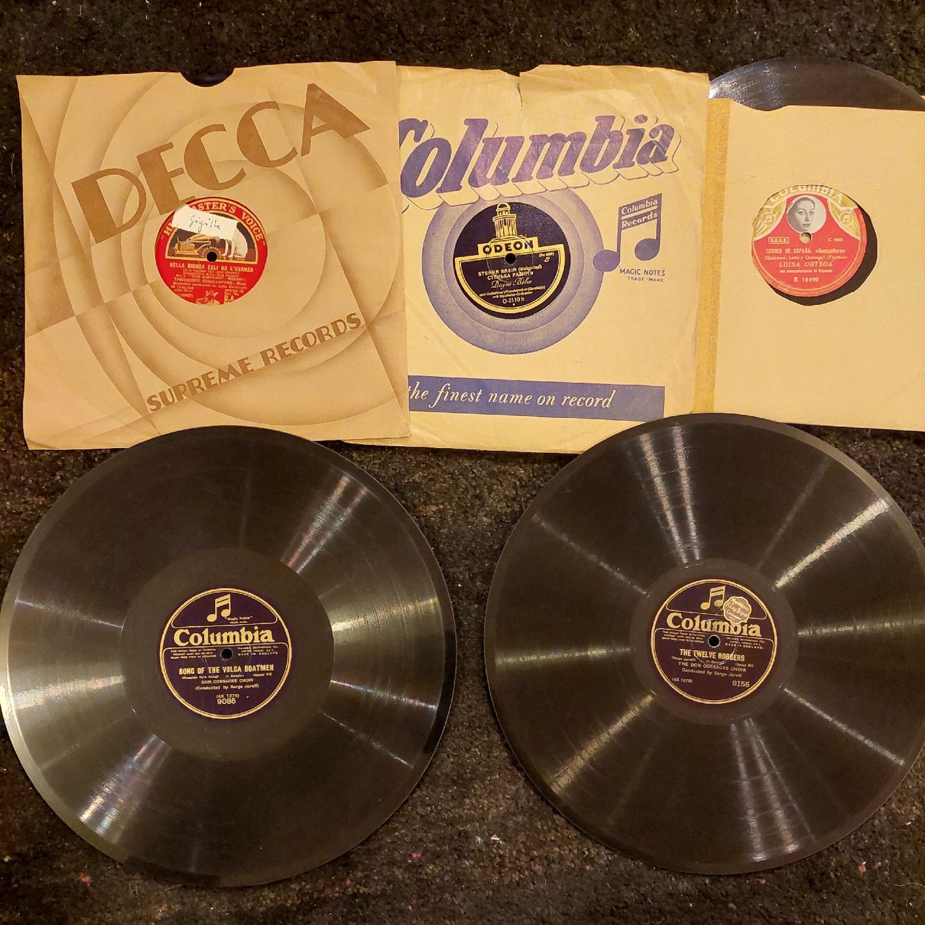 Schallplatten: 6 Schellackplatten,  3x25cm/ 3x grosse mit Kosaken Chor u.a. – Gebraucht aus Zürich von Cortin 1