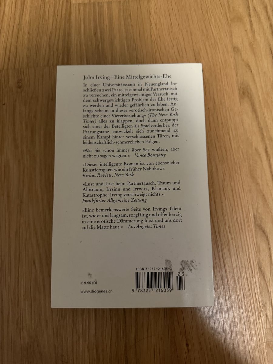 Livres: John Irving Eine Mittelgewichts-Ehe Diogenes  – D'occasion à Aarau par Fluffy-Novel5 1