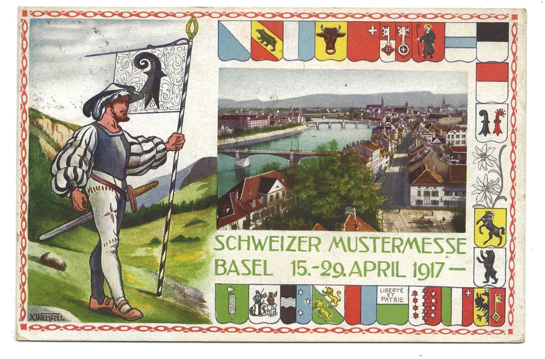 Cartes postales: Werbung: Schweizer Mustermesse - Basel - Wappen Litho - 1917 – D'occasion à Engelburg par Cartophil