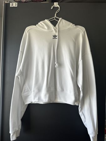 Adidas Hoodie weiss mit Kapuze kurz geschnitten, M
