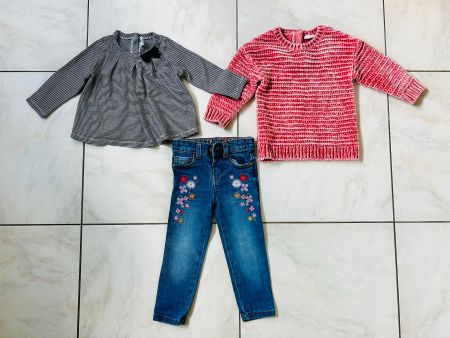 Girls jeans, top, jumper petit bateau  gr.86 autumn/winter