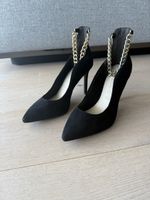 Tamaris Schwarze Wildleder Pumps mit Kette, Gr39, NEU