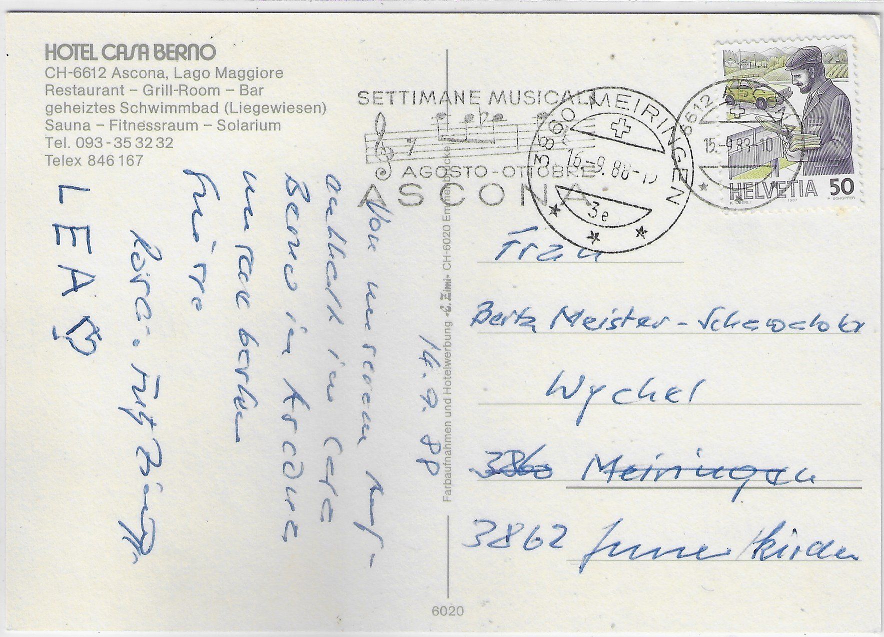 Cartes postales: Hotel Casa Berno - Ascona – D'occasion à Ettingen par Kartenplanet 1