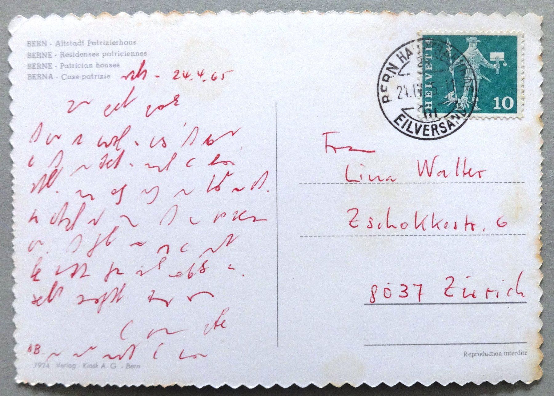 Cartoline postali: Bern - Altstadt Patrizierhaus – Difettoso da Fétigny venduto da Billy2miny 1
