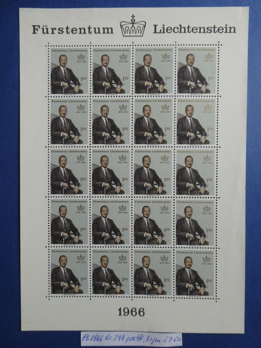 Tutti i francobolli: FL 1966 Nr. 399 postfrischer ** Bogen – Usato da Lausen venduto da Herbamare01