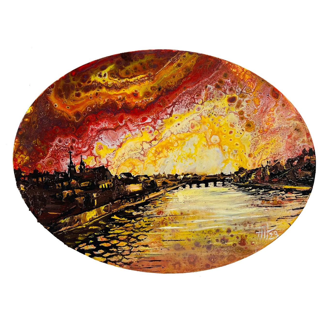 Gemälde: Yellow Storm Basel auf Leinwand 30x40 cm – Neu und originalverpackt aus Basel von HNDidn