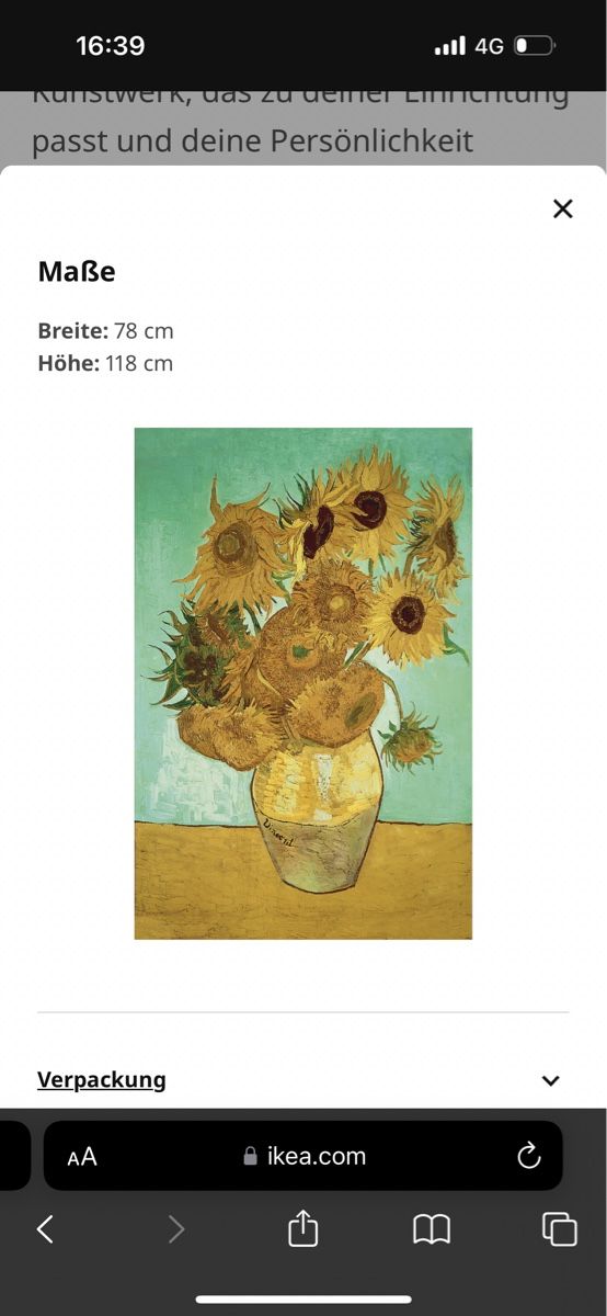 Poster & Bilder: Sonnemblumenbild IKEA 78x118 – Neu (gemäss Beschreibung) aus Erlinsbach SO von Topf12 3