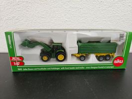 Neu - Siku - 1843 - John Deere mit Frontlader und Anhänger